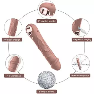7 Inch Realistic Silicone Dildos, Anrivelia G Spot Dildo Vibrator Tits Clits Clitoris Anal Vibrating Flesh Wand with 10 Modes Vi