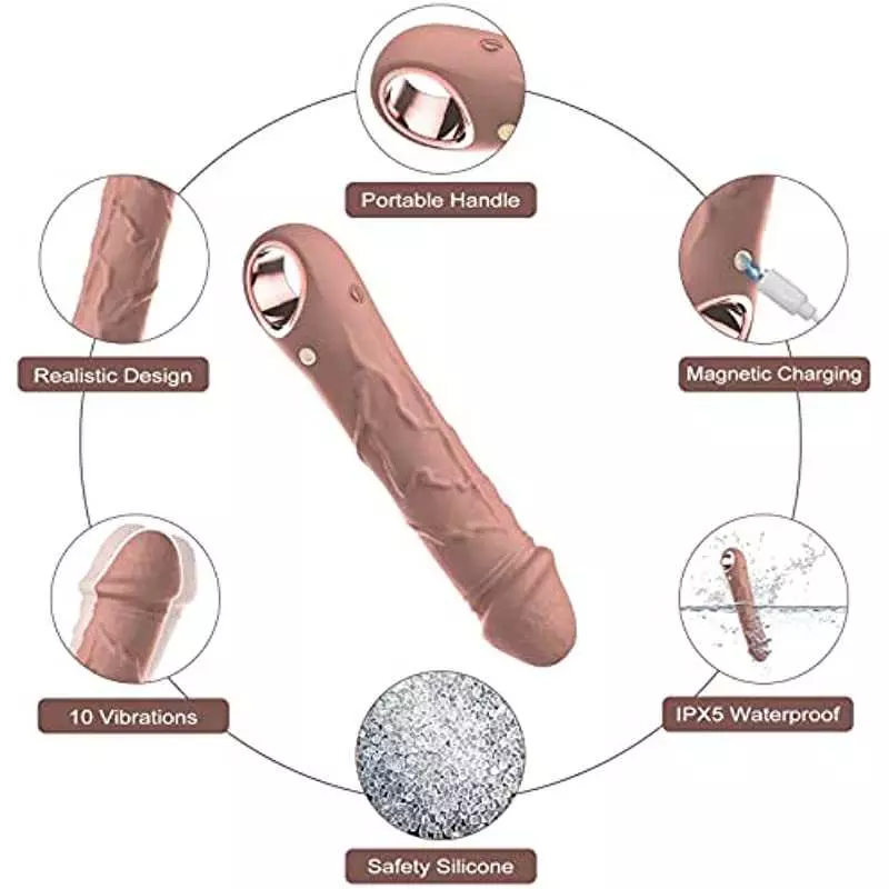 7 Inch Realistic Silicone Dildos, Anrivelia G Spot Dildo Vibrator Tits Clits Clitoris Anal Vibrating Flesh Wand with 10 Modes Vi