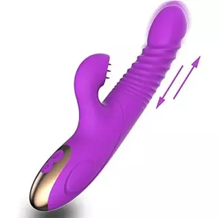 G Spot Rabbit Vibrator for Women Clitoris Stimulation with 8 Powerful Vibrations Rechargeable 3 in 1 Clit Anal Stimulating Dildo