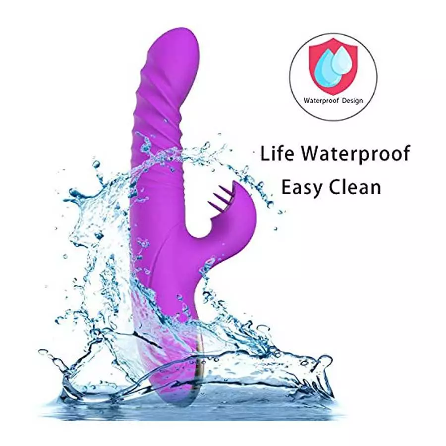 G Spot Rabbit Vibrator for Women Clitoris Stimulation with 8 Powerful Vibrations Rechargeable 3 in 1 Clit Anal Stimulating Dildo