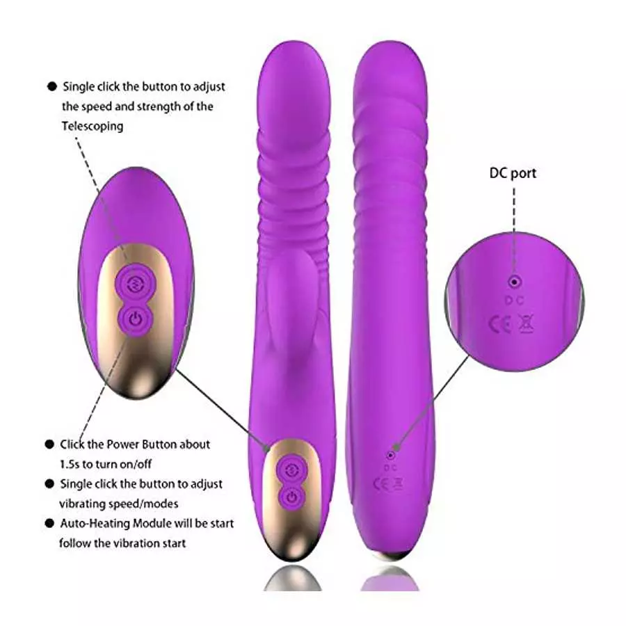 G Spot Rabbit Vibrator for Women Clitoris Stimulation with 8 Powerful Vibrations Rechargeable 3 in 1 Clit Anal Stimulating Dildo