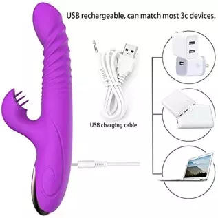 G Spot Rabbit Vibrator for Women Clitoris Stimulation with 8 Powerful Vibrations Rechargeable 3 in 1 Clit Anal Stimulating Dildo G Spot Rabbit Vibrator for Women Clitoris Stimulation with 8 Powerful Vibrations Rechargeable 3 in 1 Clit Anal Stimulating Dildo