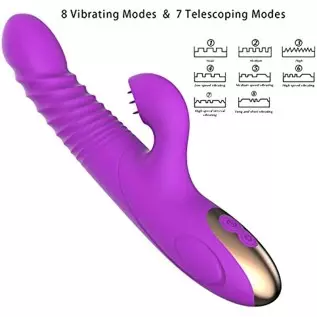 G Spot Rabbit Vibrator for Women Clitoris Stimulation with 8 Powerful Vibrations Rechargeable 3 in 1 Clit Anal Stimulating Dildo G Spot Rabbit Vibrator for Women Clitoris Stimulation with 8 Powerful Vibrations Rechargeable 3 in 1 Clit Anal Stimulating Dildo
