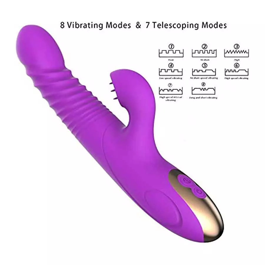 G Spot Rabbit Vibrator for Women Clitoris Stimulation with 8 Powerful Vibrations Rechargeable 3 in 1 Clit Anal Stimulating Dildo