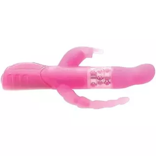 Adam & Eve Eve’s Triple Pleasure Rabbit Vibrator, Pink | 10” Long, 5” Insertable x 1” Wide | Waterproof Silicone G Spot Vibrator