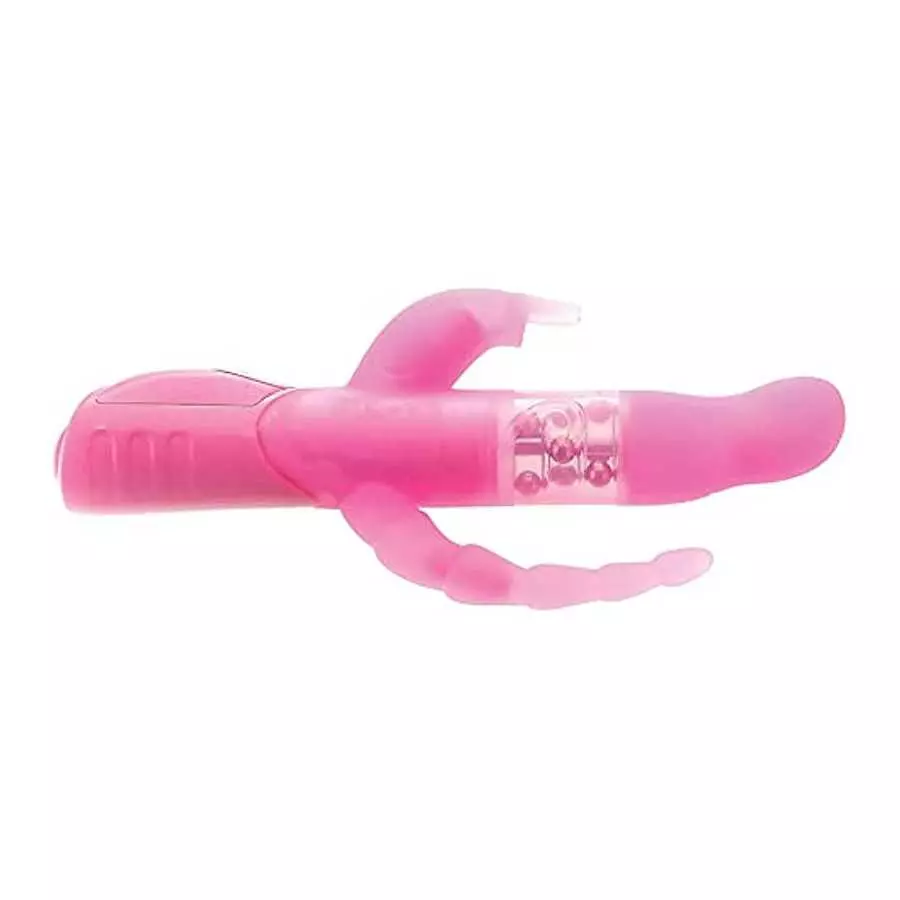 Adam & Eve Eve’s Triple Pleasure Rabbit Vibrator, Pink | 10” Long, 5” Insertable x 1” Wide | Waterproof Silicone G Spot Vibrator
