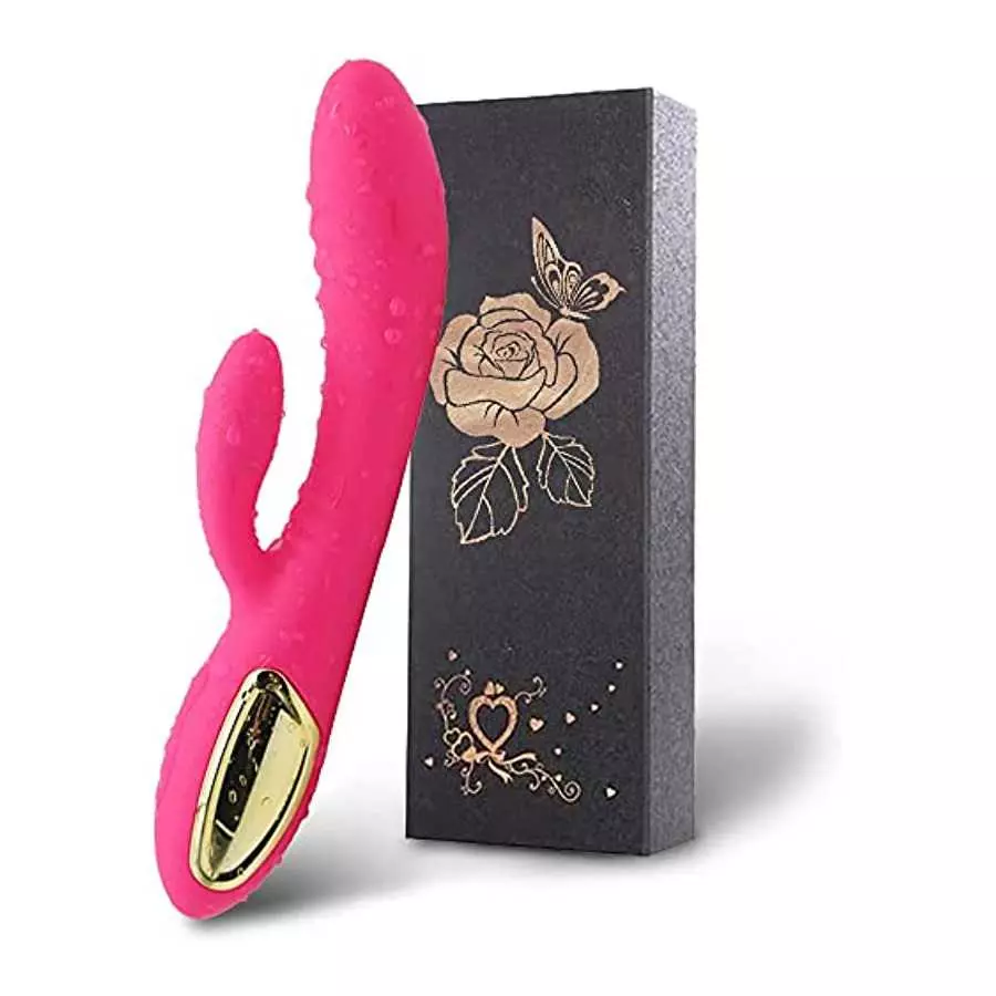 Christmas Gift G Spot Dildo Rabbit Vibrator, Waterproof Rechargeable Quiet Clitoris Stimulator with 10 Strong Vibrations Dual St