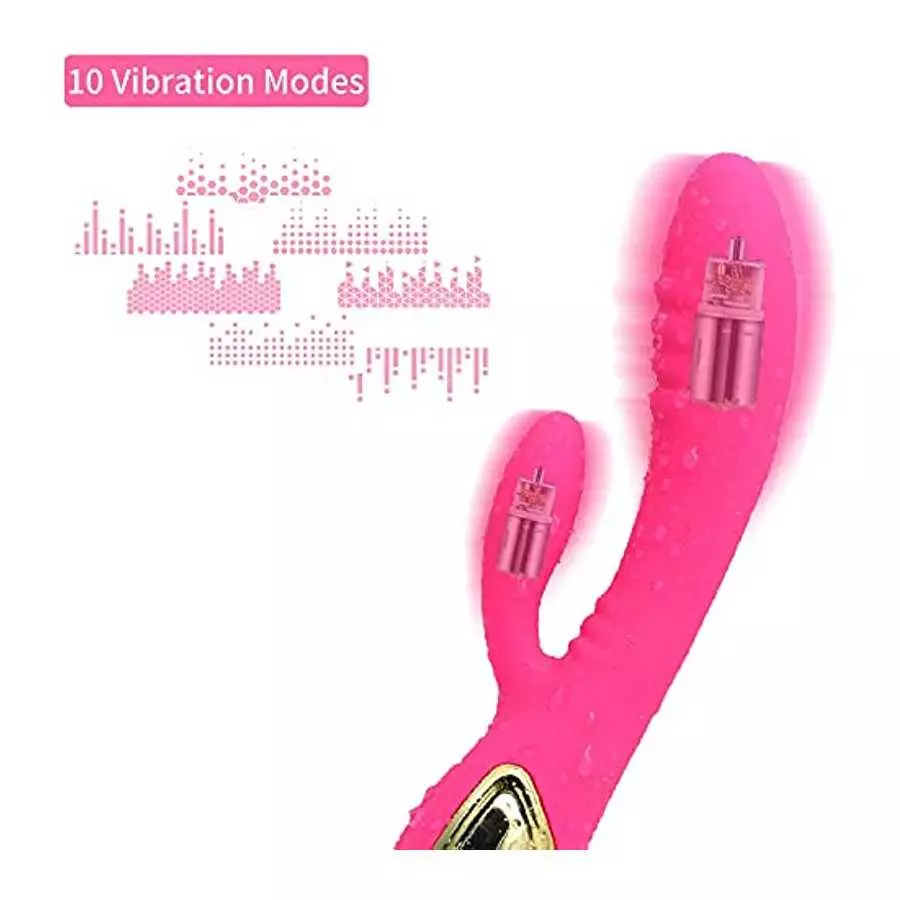Christmas Gift G Spot Dildo Rabbit Vibrator, Waterproof Rechargeable Quiet Clitoris Stimulator with 10 Strong Vibrations Dual St