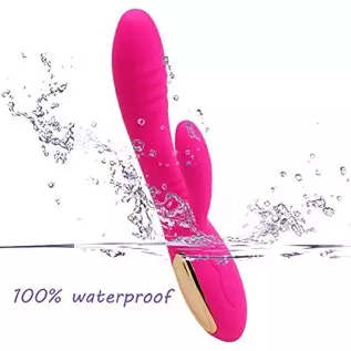 Christmas Gift G Spot Dildo Rabbit Vibrator, Waterproof Rechargeable Quiet Clitoris Stimulator with 10 Strong Vibrations Dual St
