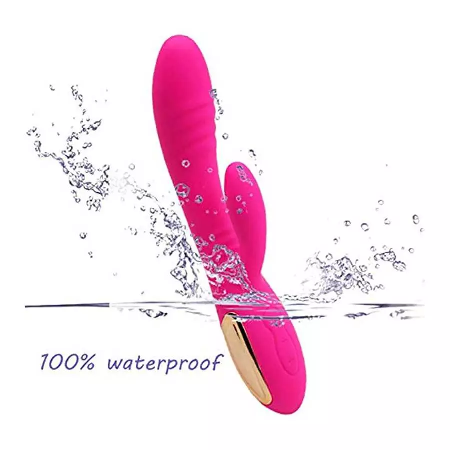 Christmas Gift G Spot Dildo Rabbit Vibrator, Waterproof Rechargeable Quiet Clitoris Stimulator with 10 Strong Vibrations Dual St