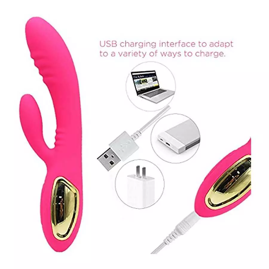 Christmas Gift G Spot Dildo Rabbit Vibrator, Waterproof Rechargeable Quiet Clitoris Stimulator with 10 Strong Vibrations Dual St