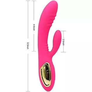 Christmas Gift G Spot Dildo Rabbit Vibrator, Waterproof Rechargeable Quiet Clitoris Stimulator with 10 Strong Vibrations Dual St