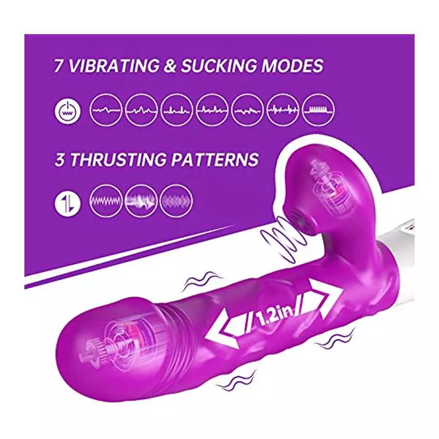 GAIWU G-Spot Rabbit Vibrator for Women with 3 Thrusting Speeds , Heating Vibrating Dildo with 7 Vibrations & Suction Modes, Wate