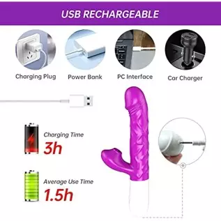 GAIWU G-Spot Rabbit Vibrator for Women with 3 Thrusting Speeds , Heating Vibrating Dildo with 7 Vibrations & Suction Modes, Wate GAIWU G-Spot Rabbit Vibrator for Women with 3 Thrusting Speeds , Heating Vibrating Dildo with 7 Vibrations & Suction Modes, Wate