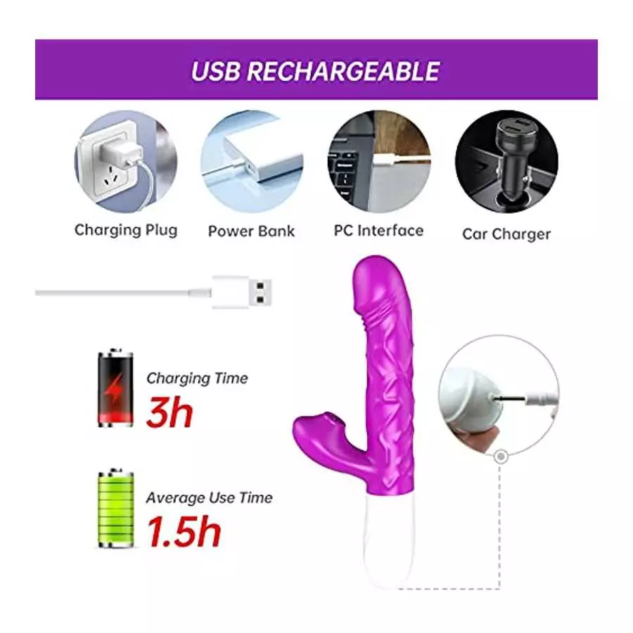 GAIWU G-Spot Rabbit Vibrator for Women with 3 Thrusting Speeds , Heating Vibrating Dildo with 7 Vibrations & Suction Modes, Wate