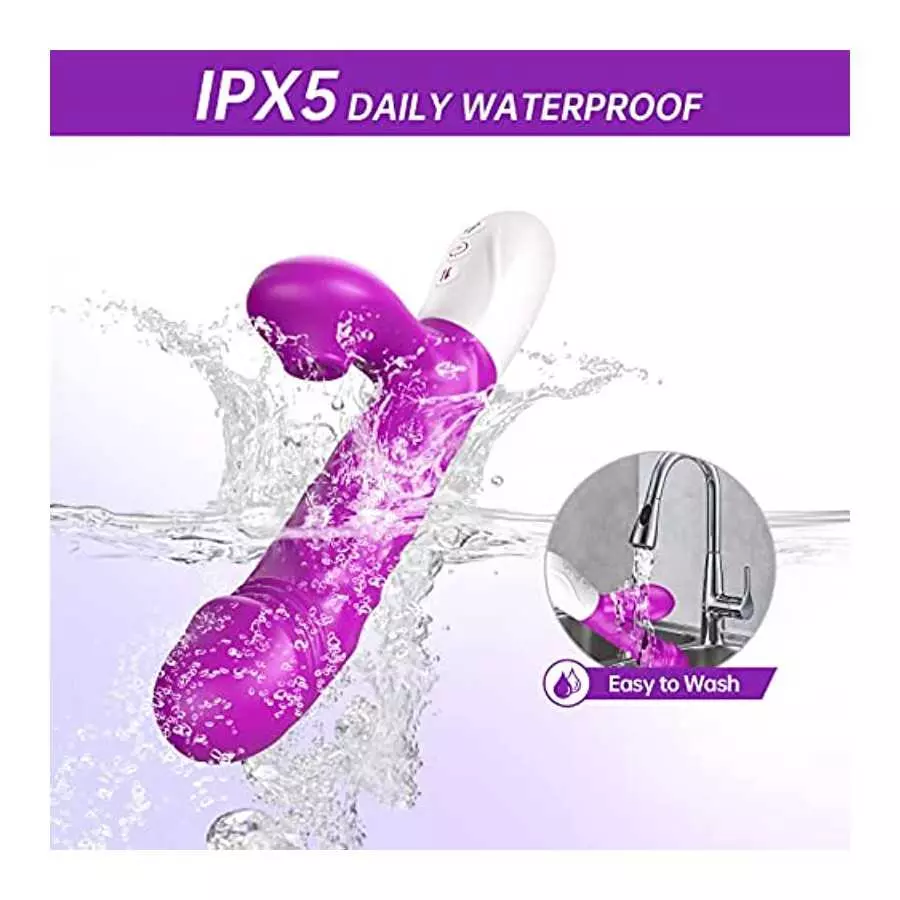 GAIWU G-Spot Rabbit Vibrator for Women with 3 Thrusting Speeds , Heating Vibrating Dildo with 7 Vibrations & Suction Modes, Wate