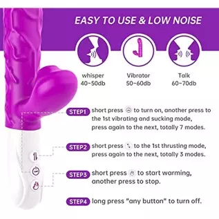 GAIWU G-Spot Rabbit Vibrator for Women with 3 Thrusting Speeds , Heating Vibrating Dildo with 7 Vibrations & Suction Modes, Wate GAIWU G-Spot Rabbit Vibrator for Women with 3 Thrusting Speeds , Heating Vibrating Dildo with 7 Vibrations & Suction Modes, Wate