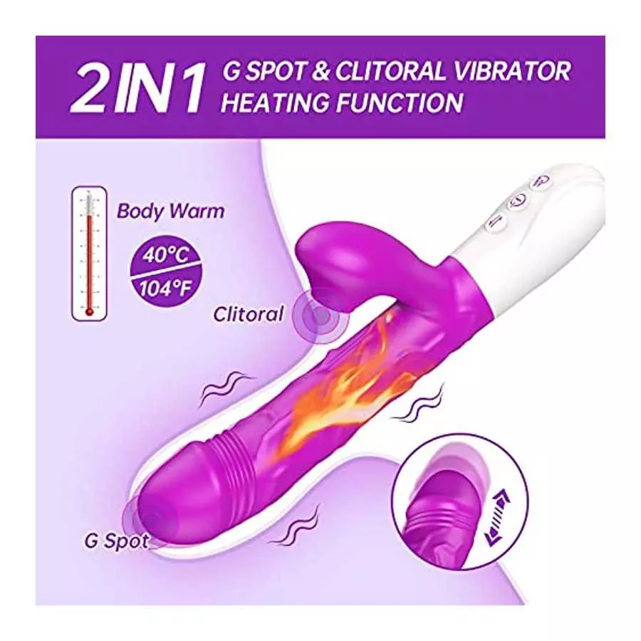 GAIWU G-Spot Rabbit Vibrator for Women with 3 Thrusting Speeds , Heating Vibrating Dildo with 7 Vibrations & Suction Modes, Wate