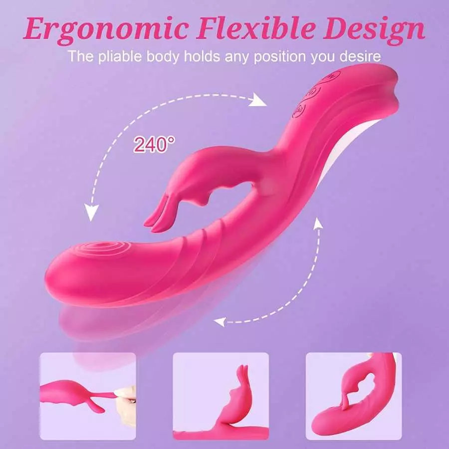 Rabbit Vibrator with Wiggling Motion - MEANINS Mary, G Spot Vibrator Mimic Lover's Fingers, Clitoral Vibrator with Flexible Bunn