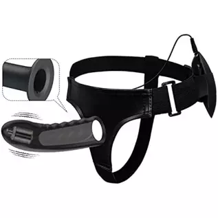 G-Spot Vibrating Dildo with Remote Control, Wearable Strap-on Silicone Dildos Hollow Shaft Vibrating Adult Sex Toys (Not for Wom