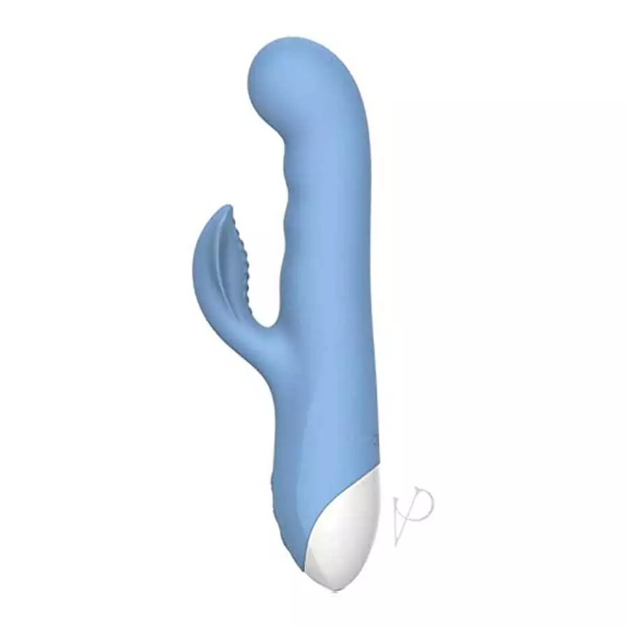 Evolved Love Is Back - Thump-'N Thrust Silicone Rechargeable Rabbit-Style Vibrator - Blue