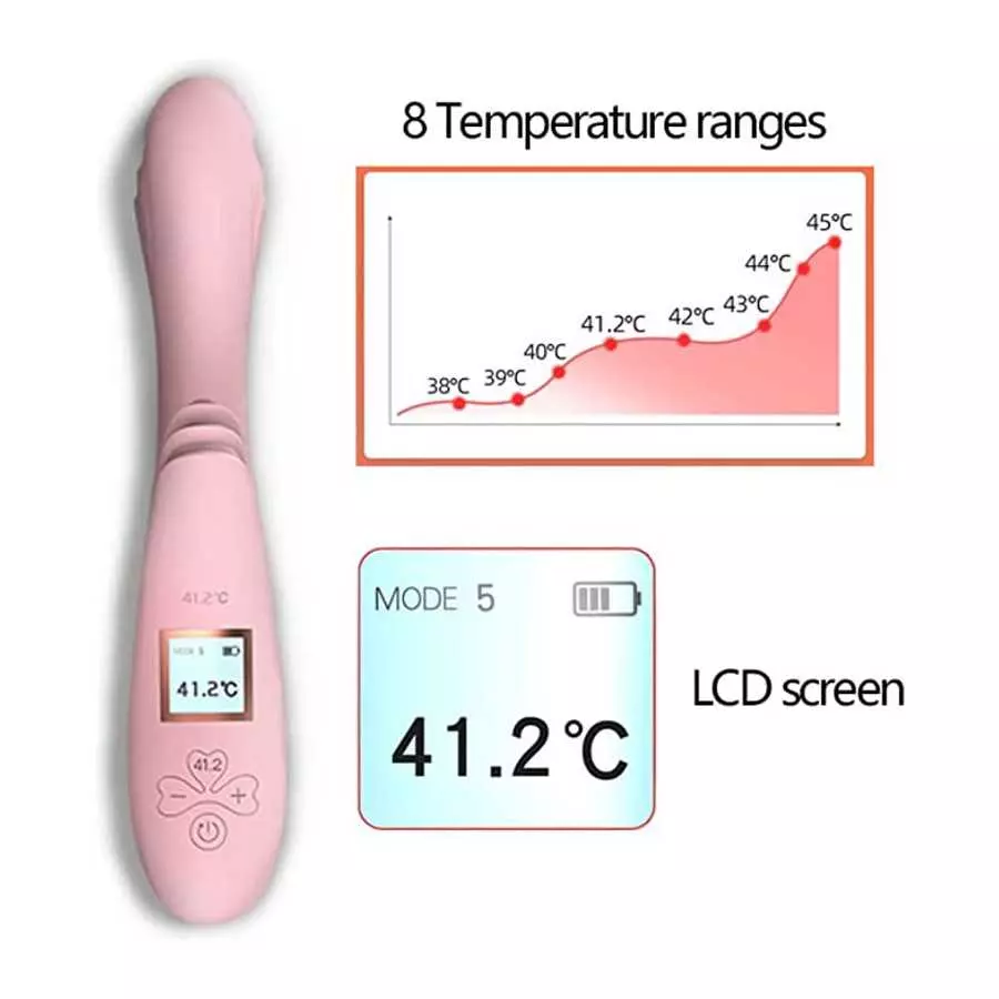 Intelligent Vibrator Wand Multiple Frequency Clitoral and G Spot Vibrator Rabbit Vibrator LCD Screen Heated Stimulator Adult Sex