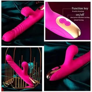 Thrusting Clitoral Rabbit Vibrator for Women G-spot&Clitoris Double Tongue Licking Rotating Dildo With Powerful 20 Vibration and Thrusting Clitoral Rabbit Vibrator for Women G-spot&Clitoris Double Tongue Licking Rotating Dildo With Powerful 20 Vibration and