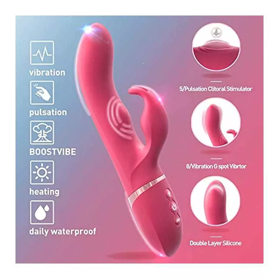 G Spot Vibrator Rabbit Vibrator with Super-Strong Vibration, Clitoris Stimulator One Click to Orgasm Vibes Dildo with Heating Wa