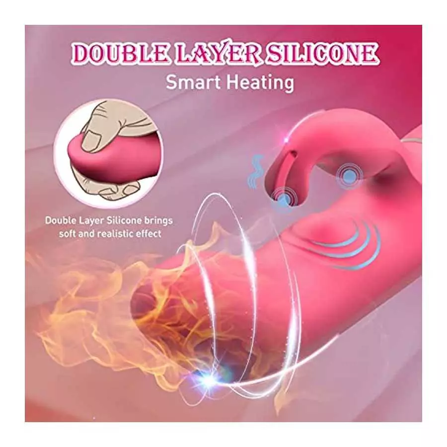 G Spot Vibrator Rabbit Vibrator with Super-Strong Vibration, Clitoris Stimulator One Click to Orgasm Vibes Dildo with Heating Wa