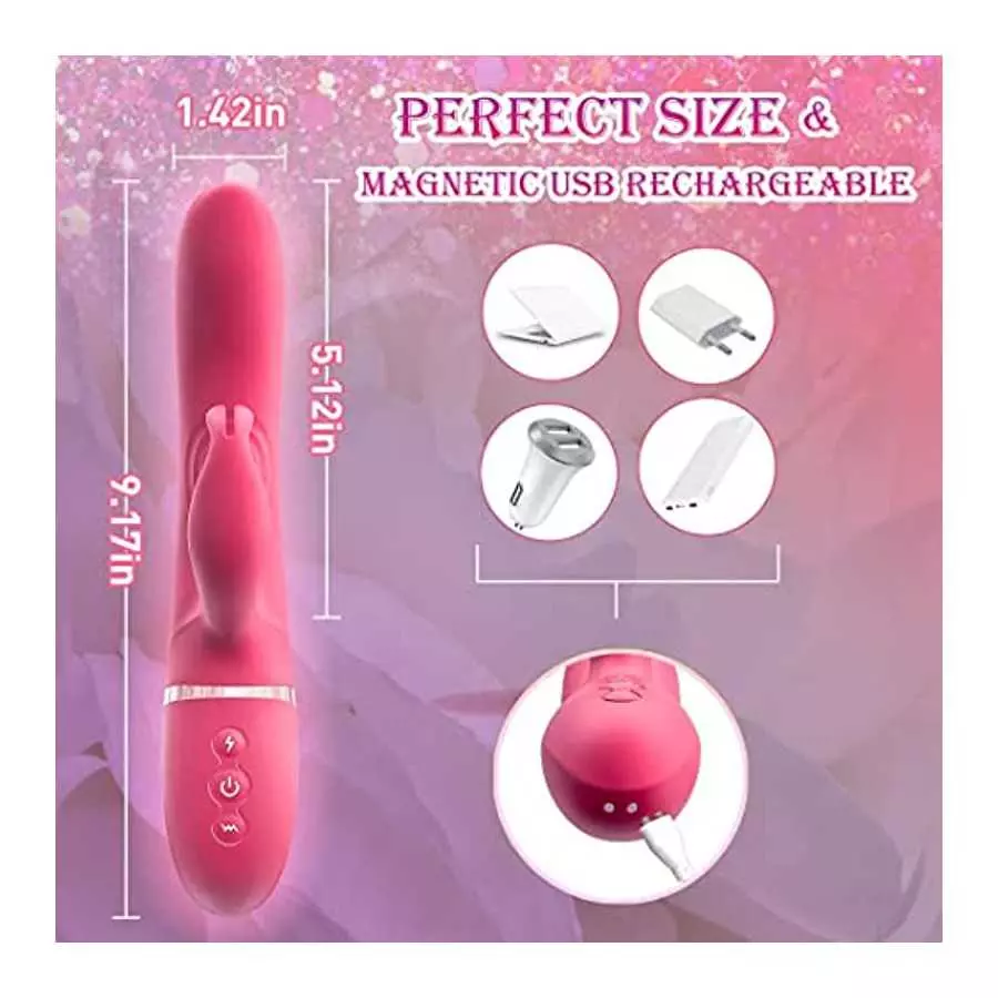 G Spot Vibrator Rabbit Vibrator with Super-Strong Vibration, Clitoris Stimulator One Click to Orgasm Vibes Dildo with Heating Wa