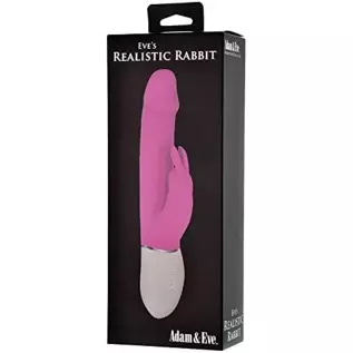 Adam & Eve Eve’s Rechargeable Realistic Rabbit Vibrator, Pink | Waterproof, Dual Motor Silicone Vibrator with Multiple Vibration