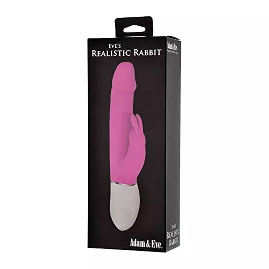 Adam & Eve Eve’s Rechargeable Realistic Rabbit Vibrator, Pink | Waterproof, Dual Motor Silicone Vibrator with Multiple Vibration