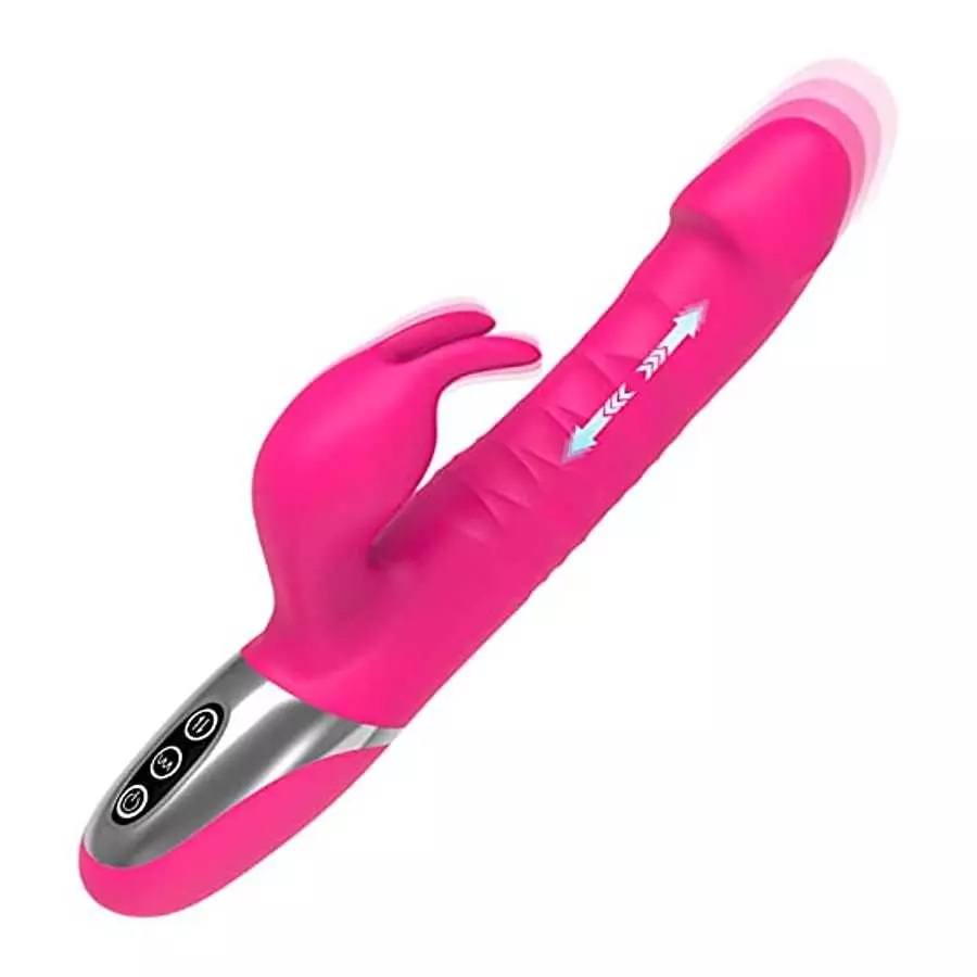 Thrusting G Spot Rabbit Vibrator Dildo for Women, Silicone Sex Toy with Realistic Glans for Clitoral Anal Stimulation, 7 Thrust Thrusting G Spot Rabbit Vibrator Dildo for Women, Silicone Sex Toy with Realistic Glans for Clitoral Anal Stimulation, 7 Thrust