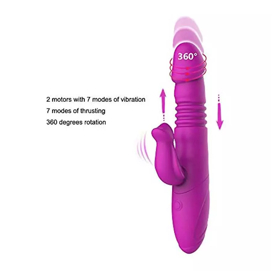 Thrusting Clitoral Rabbit Vibrator with 7 Thrusting Rotation Modes, Fupusy Waterproof G Spot Dildo Vibrator for Vagina Clit Orga