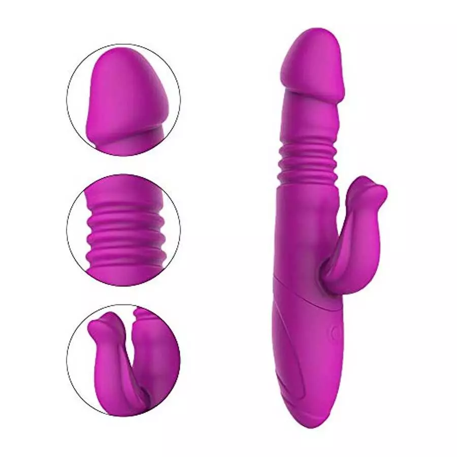 Thrusting Clitoral Rabbit Vibrator with 7 Thrusting Rotation Modes, Fupusy Waterproof G Spot Dildo Vibrator for Vagina Clit Orga