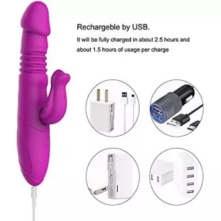 Thrusting Clitoral Rabbit Vibrator with 7 Thrusting Rotation Modes, Fupusy Waterproof G Spot Dildo Vibrator for Vagina Clit Orga Thrusting Clitoral Rabbit Vibrator with 7 Thrusting Rotation Modes, Fupusy Waterproof G Spot Dildo Vibrator for Vagina Clit Orga