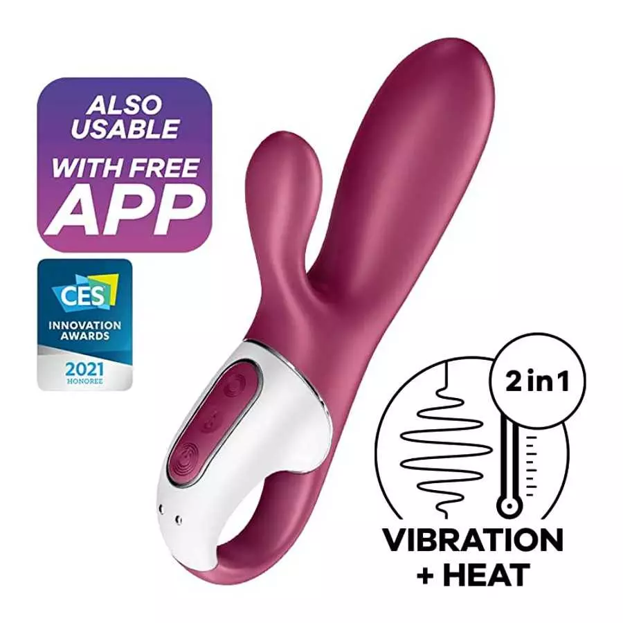 Satisfyer Hot Bunny Rabbit Vibrator with Warming Function and App Control - G-Spot and Clitoris Stimulation, Heated Vibrating Di