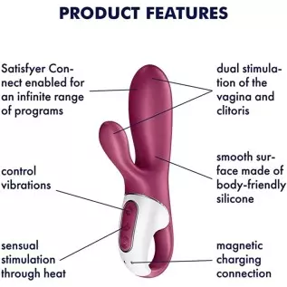 Satisfyer Hot Bunny Rabbit Vibrator with Warming Function and App Control - G-Spot and Clitoris Stimulation, Heated Vibrating Di Satisfyer Hot Bunny Rabbit Vibrator with Warming Function and App Control - G-Spot and Clitoris Stimulation, Heated Vibrating Di