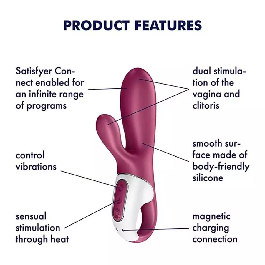 Satisfyer Hot Bunny Rabbit Vibrator with Warming Function and App Control - G-Spot and Clitoris Stimulation, Heated Vibrating Di