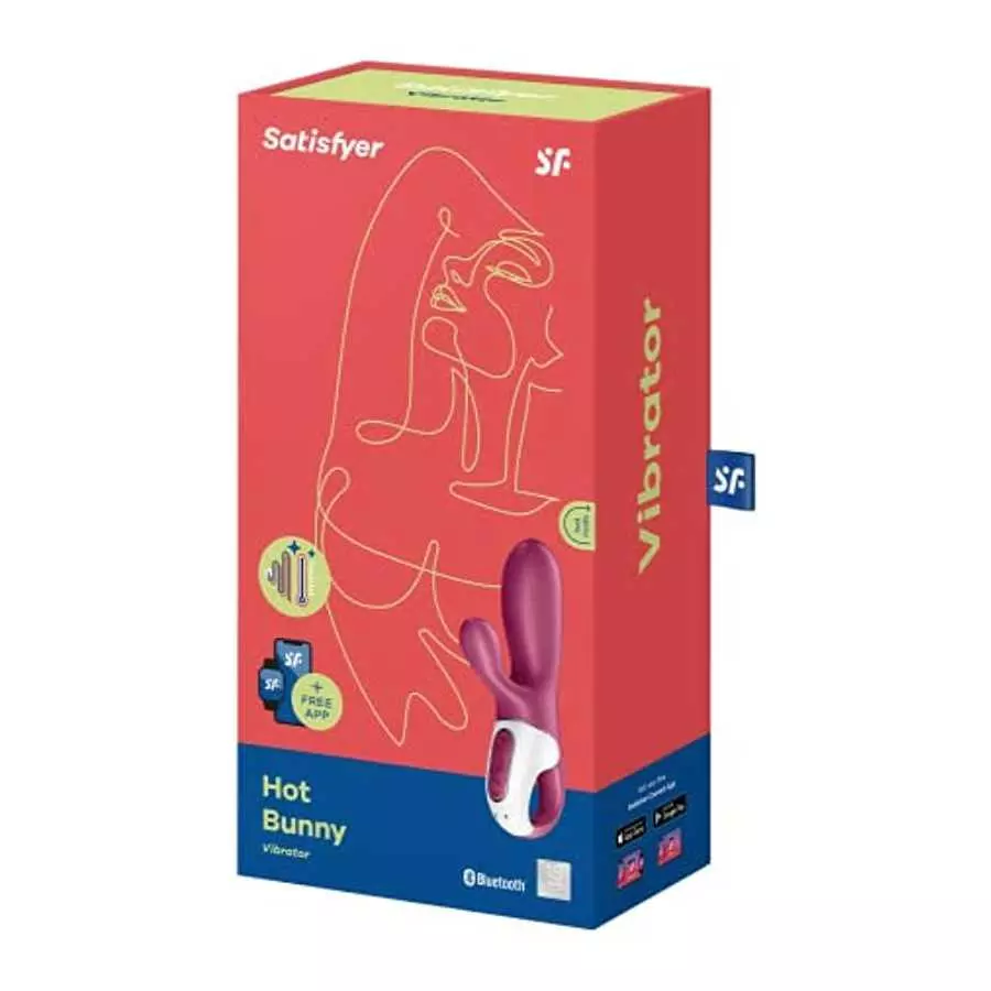 Satisfyer Hot Bunny Rabbit Vibrator with Warming Function and App Control - G-Spot and Clitoris Stimulation, Heated Vibrating Di