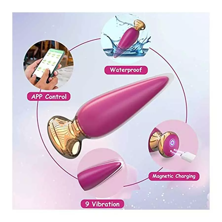 App & Remote Control Anal Butt Vibrator Prostate Massager - 9 Inches Color-Changeable Realistic G Spot Dildos