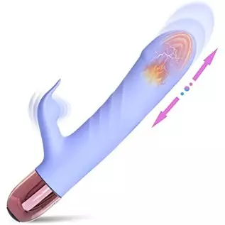 Eupher Pulsating Rabbit Vibrator for Women, Magnetic Rechargeable G Spot Clitoral Dildo Vibrator with 107℉ Heating & 9 Thrust Pu
