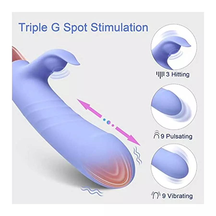Eupher Pulsating Rabbit Vibrator for Women, Magnetic Rechargeable G Spot Clitoral Dildo Vibrator with 107℉ Heating & 9 Thrust Pu