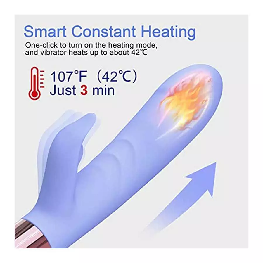 Eupher Pulsating Rabbit Vibrator for Women, Magnetic Rechargeable G Spot Clitoral Dildo Vibrator with 107℉ Heating & 9 Thrust Pu
