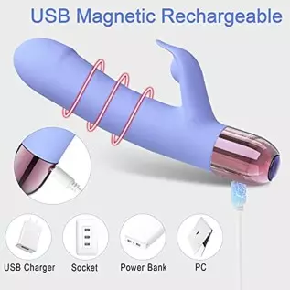 Eupher Pulsating Rabbit Vibrator for Women, Magnetic Rechargeable G Spot Clitoral Dildo Vibrator with 107℉ Heating & 9 Thrust Pu Eupher Pulsating Rabbit Vibrator for Women, Magnetic Rechargeable G Spot Clitoral Dildo Vibrator with 107℉ Heating & 9 Thrust Pu