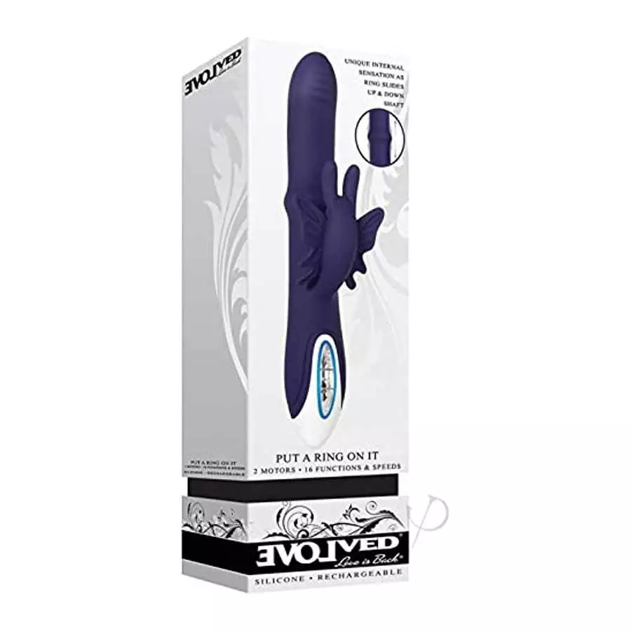 Evolved Novelties - Put a Ring On it - 2 Motors - 16 Functions and Speeds - Rabbit-Style Silicone Rechargeable Vibrator - Purple Evolved Novelties - Put a Ring On it - 2 Motors - 16 Functions and Speeds - Rabbit-Style Silicone Rechargeable Vibrator - Purple