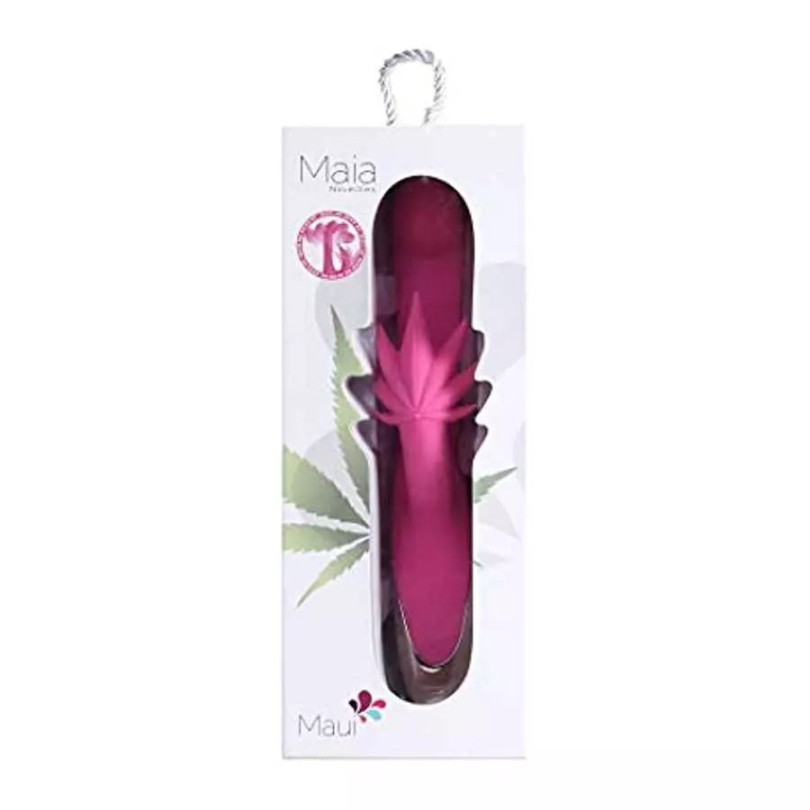 Maui Dual Motors Silicone Rabbit-Style G-Spot - Pot Leaf Shaped Clitoral Stimulator - Vibrator Rechargeable