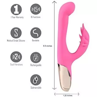 Maui Dual Motors Silicone Rabbit-Style G-Spot - Pot Leaf Shaped Clitoral Stimulator - Vibrator Rechargeable