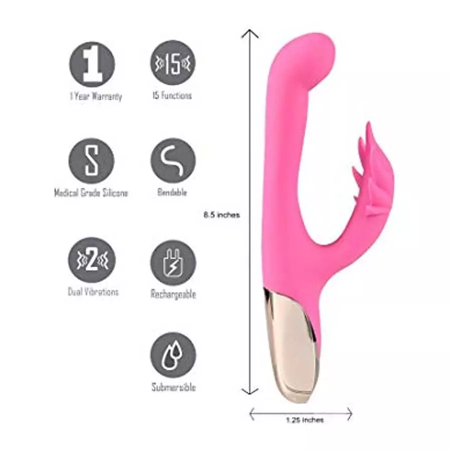 Maui Dual Motors Silicone Rabbit-Style G-Spot - Pot Leaf Shaped Clitoral Stimulator - Vibrator Rechargeable
