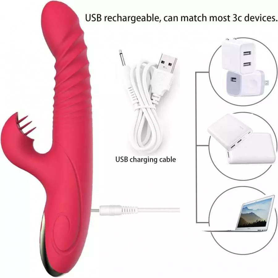 Personal Electric USB Rechargeable Rabbit Vibrator Sex Toys for Women 9 Inch Vibrating Toys Pleasure Waterproof Dildo 10 Speeds 